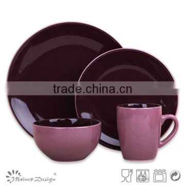 16pcs round shape purple dinnerware set