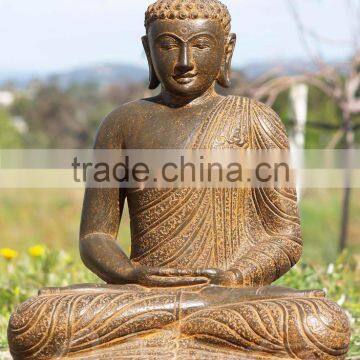 China Factory Supply Religious Fengshui Marble Meditating Buddha Lava Stone Statues photo-4