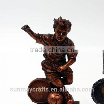 Custom High Quality Polyresin Gold and Silver Football Trophy Statue for Children photo-3