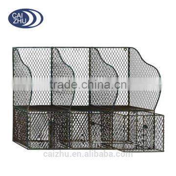 Wall Mount Metal Wire Mesh storage Organizer With Drawers