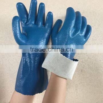 NMSAFETY cotton liner long cuff nitrile fully coated gloves