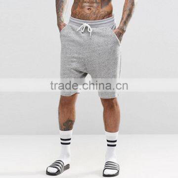 100% Cotton Sweatshorts Mid-Length Drop Crotch Mens Fleece Shorts