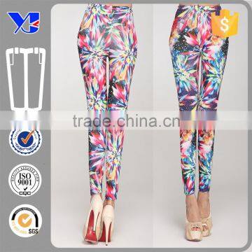 OEM HQ Spandex Ankle Ladies Galexy Sparkle 3D Print Skinny Legging