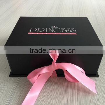 Luxury Hair Packaging Box Black Ribbon Gift Box