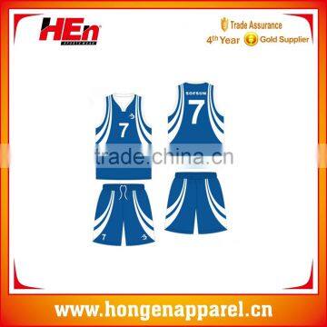 Hongen apparel Sublimation printing lycra fabric best basketball jersey design