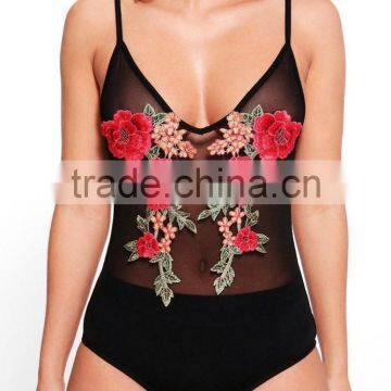 factory price black sleepwear new fashion Lace embroidery sexy teddy underwear