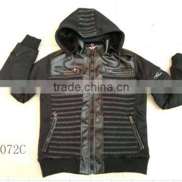 Hot Stock Man Hoody Quilted Jacket Faux Leather Jacket Men photo-6