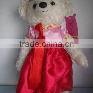 plush bear girl with clothes lovely bear fake fur toys stuffed bear