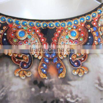 DIGITAL Print Crepe Silk Embellished Kaftan CAFTAN Tunic Poncho Blouse photo-5