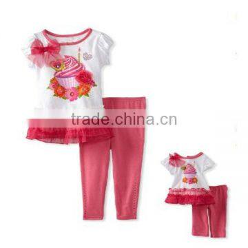 cute kid rhinestone bling and applique girl pajama set