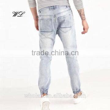 Men Denim Fabric Elastic Hem Harem Pants Customised Man Jean photo-2