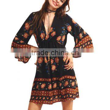 Zm50372b New Style Long Sleeve Women Dress Printed Lady Clothes photo-2
