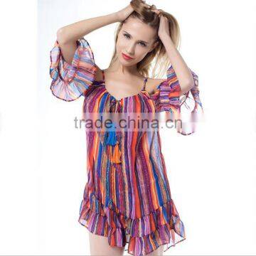 Zm50234b Europe New Product Lady Cloth Printed Chiffon Dress Women photo-3