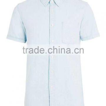 White Denim Short Sleeve Casual Shirt photo-4