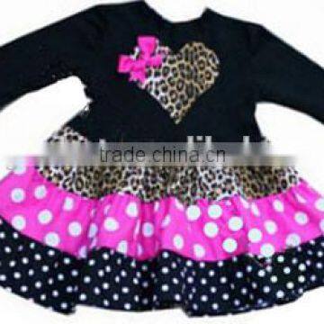 kids clothes summer 2014 Baby Girls cotton casual dress children's winter leopard dots dress Girls Long Sleeve Pettidress