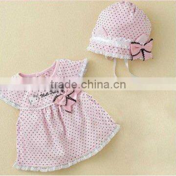 2 pc set baby wear ,Baby Skirt suit with hat, baby clothing set