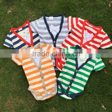 Kids clothing bubble stripe romper boys romper cotton baby Cardigan romper Bow Tie romper Set baby boy clothes