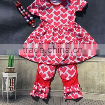 2.14 baby clothes baby girls red heart top red heart pant outfits valentines v-days boutique outfits with headband and necklace