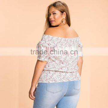Allover 7xl Plus Size Fat Women's Clothing off Shoulder Floral Blouse photo-3
