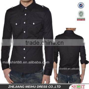 slim fit long sleeve military style casual shirt