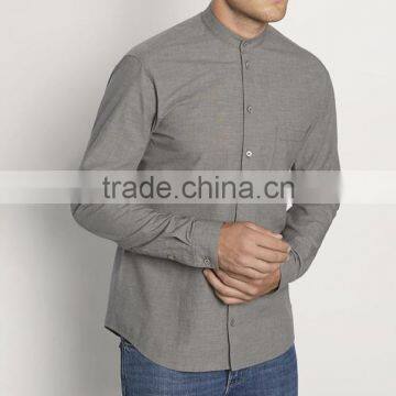 German men hemp material stand collar fashion leisure yak cashmere cotton shirt