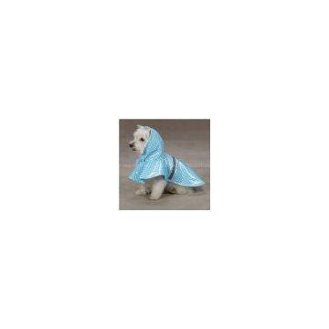 Blue & White Polka Dot Waterproof Hooded Rain Coat Dog Jacket