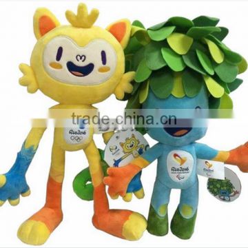 2016 Year The Rio Olympics Mascot Doll,Vinicius and Tom Plush toys,stuffed plush toy for kids