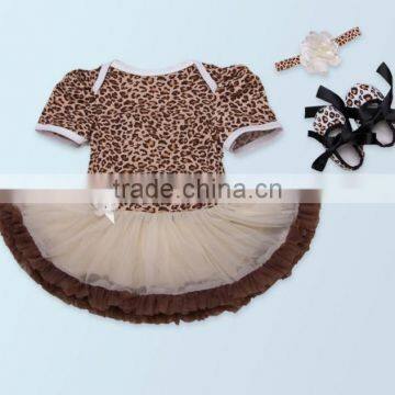 2017 3PCS baby sets Leopard printing romper, romper+ headband+one pair of shoes