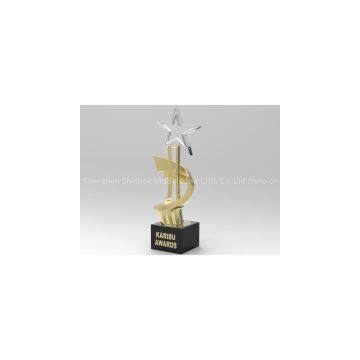 Diecast Metal Trophy With Crystal Star