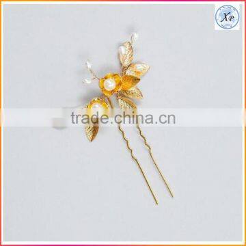 wholesale Fashion Gold Bridal Hair Flower Comb Pin