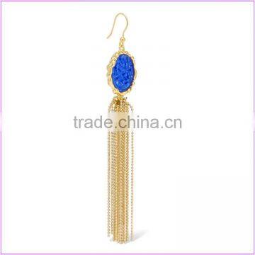 Latest Design Fashion Jewelry Gold Plated Long Tassel Earring For Women photo-3