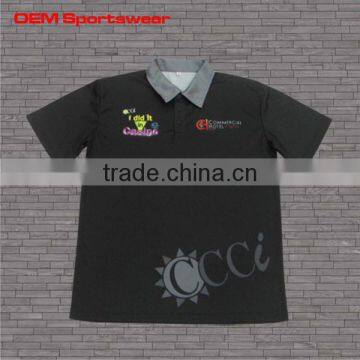 Cotton Polyester Black Sublimated Golf Polo Shirt With Embroidery Logo photo-1