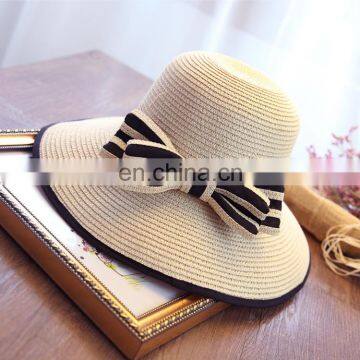 Bordure Bowknot Straw Hat Straw Plaited Article Outdoors Sunshade Hat