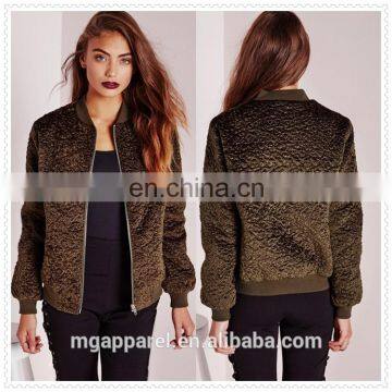 custom luxe khaki wool bomber jacket winter wholesale low price OEM