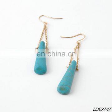 New arrival simple rectangle shaped turquoise drop earring