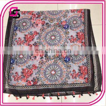 Fashion retro ink painting chain pattern hot sale air conditioning shawl scarf