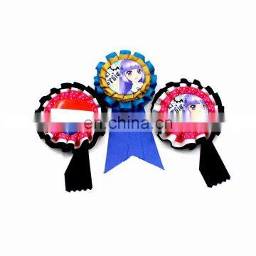 new design craft round ribbon rosette in anime badges