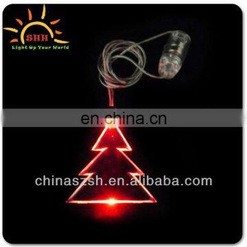 Christmas tree shape flashing plastic LED light up necklace
