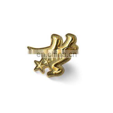 Cheap Star Gold Sanblaster Badge Pin With Logo Embossed photo-2