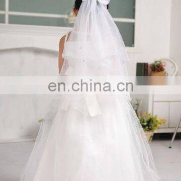 New 2014 High Quality Graceful Wedding /Bridal Veil For Flower Girl,Perfect White&Pink Head Wreath,Head Band,Communion Veil photo-3