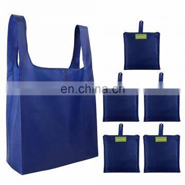 Reusable folding polyester folding shopping bag