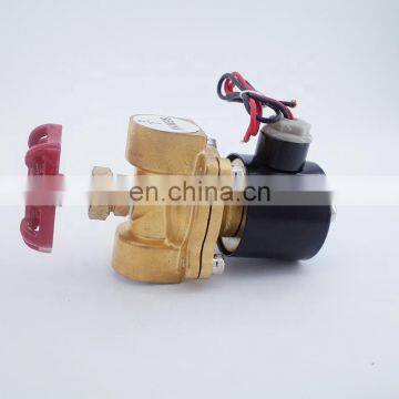 2 way Air gas water copper solenoid valve with Manual emergency switch G1/2 3/4" inch Normally close full brass coil valve wire