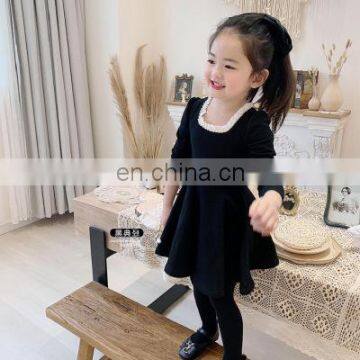 Girls skirt pleated square neck small fragrance dress princess dress