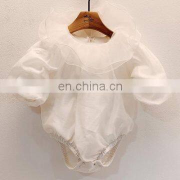 Baby lotus leaf collar one-piece romper