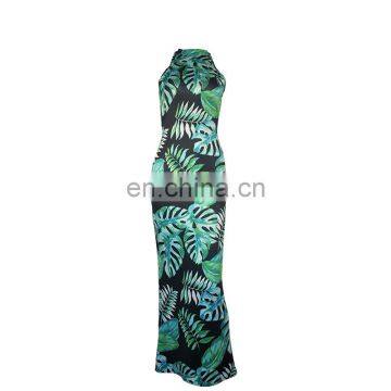 Large Size Women's Sleeveless Floral Chiffon Printed Sexy Dress photo-6