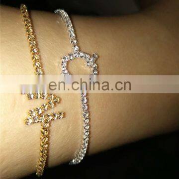 Браслет с именем из 26 букв, индивидуальный теннисный браслет, браслет с буквами и кристаллами, браслет для лодыжки