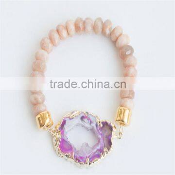 FULL-0338 Druzy agate crystal bead bracelet ,stone beads bracelets