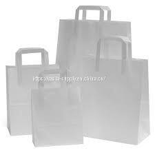 Wholesale white printed logo paper bags with handles recycled custom heavy duty paper bags