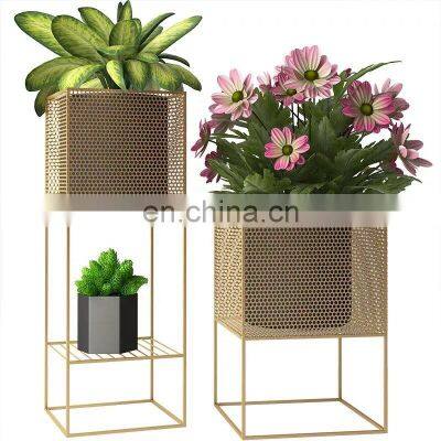 Distressed White Garden Balcony Metal Iron Foldable 3 Tiers Flower Pot Store standing flower pot