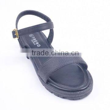 Snake Print Upper Low Heel Ladies Buckle Strap Sandals pu Sole Material Wholesale photo-2